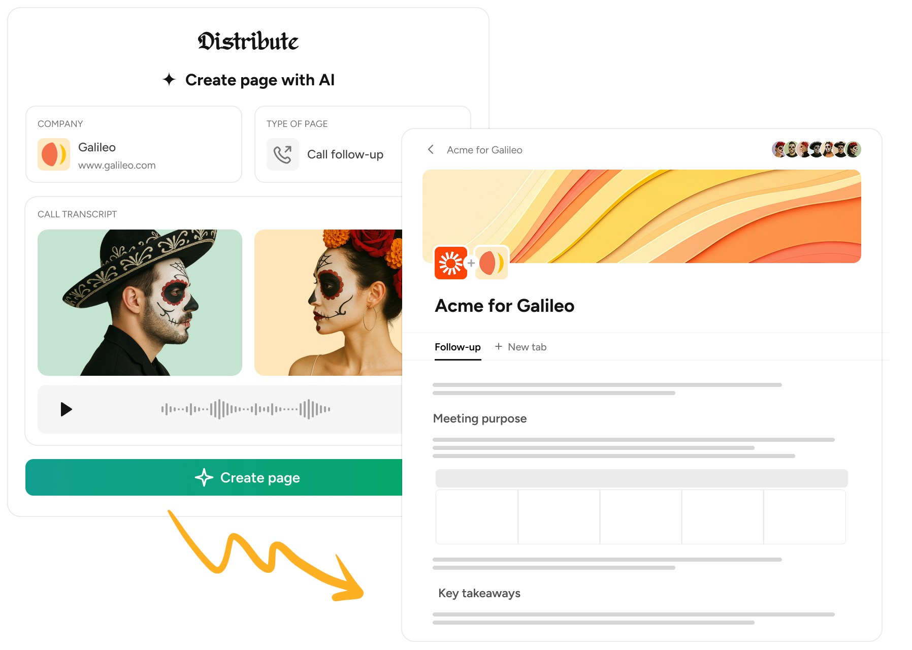 Gong integration transforming recordings into branded 1-pagers