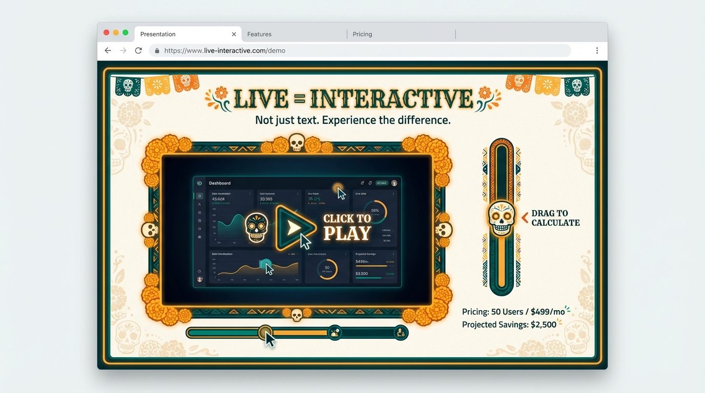 Embedded media in a live sales deck vs static PDF