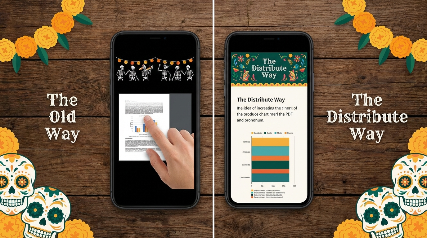 Mobile comparison between static PDF and live deck