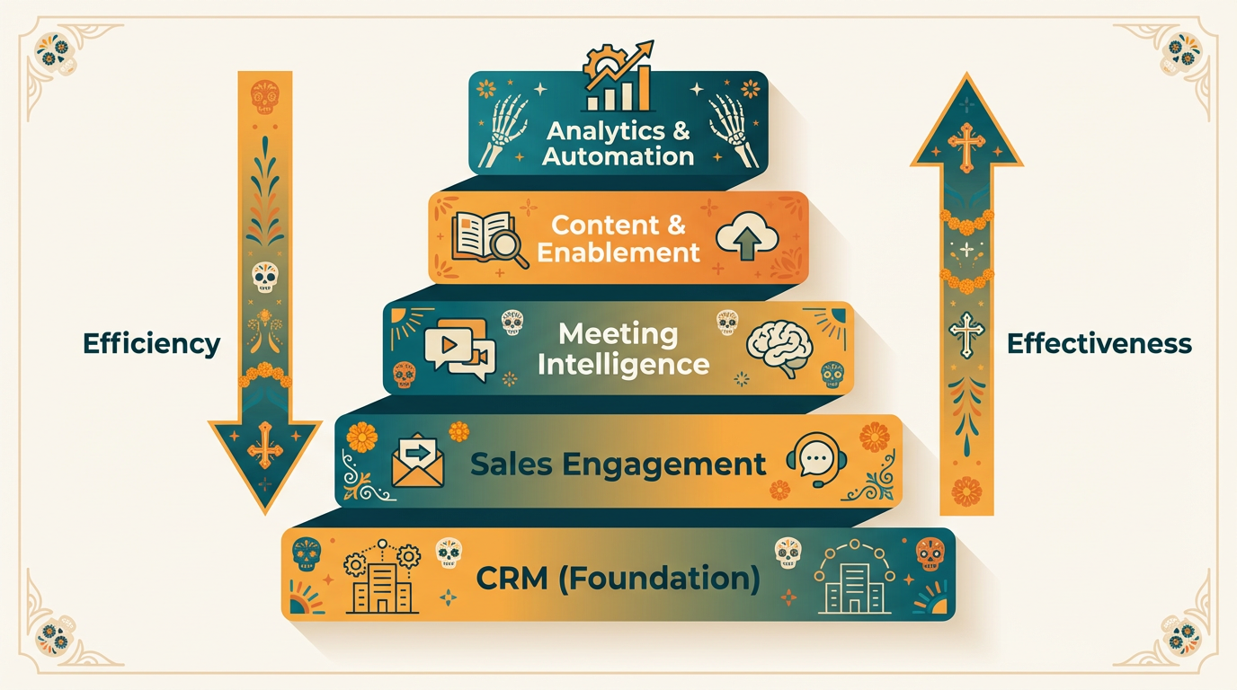 Sales tech stack hierarchy diagram