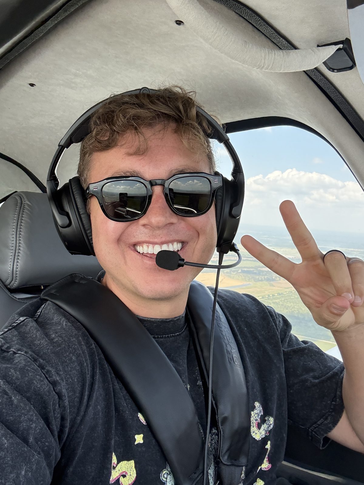 Andy flying a plane