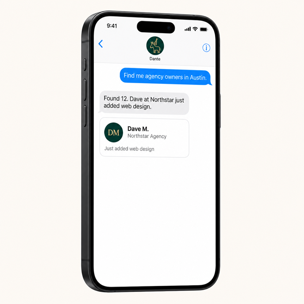 A phone showing ai researcher answering a text