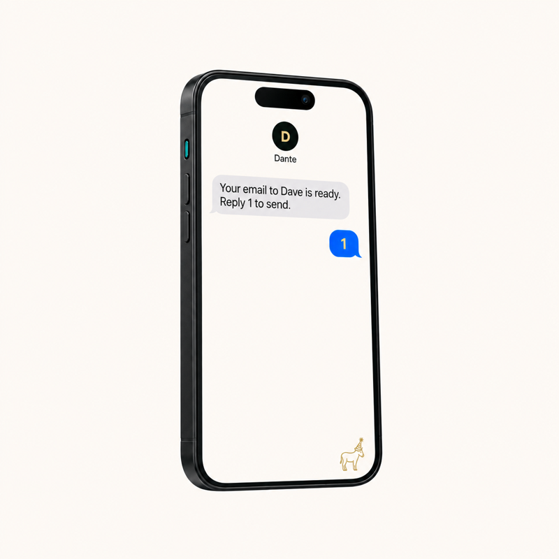 A phone showing a text thread with Dante