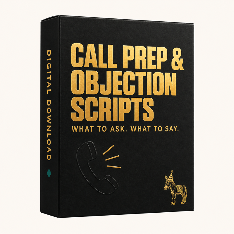 The Call Prep and Objection Scripts product box