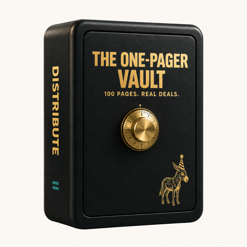 The One-Pager Vault product box