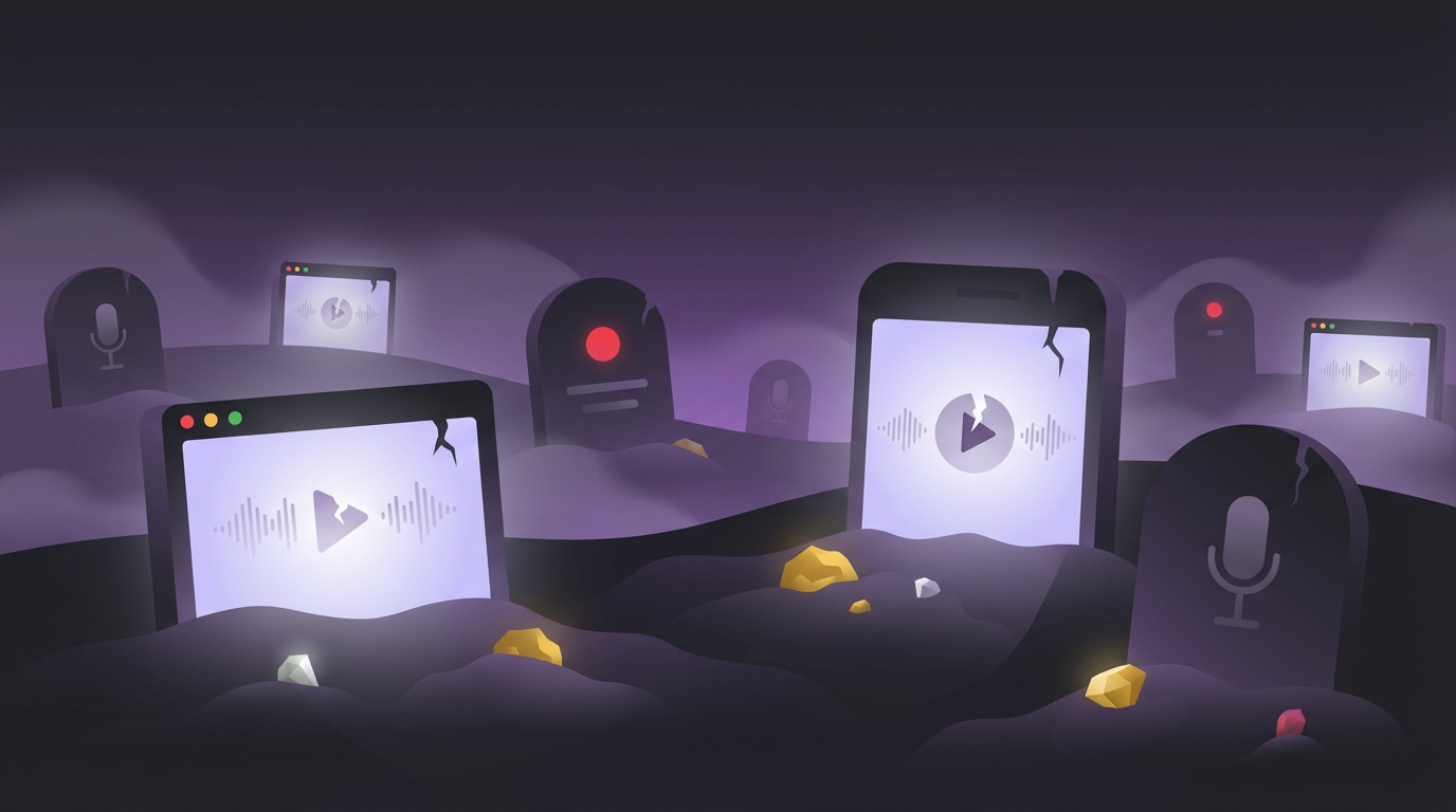 Graveyard scene with Gong recordings gathering dust