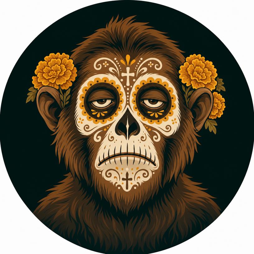 Deck Monkey โ Day of the Dead style mascot