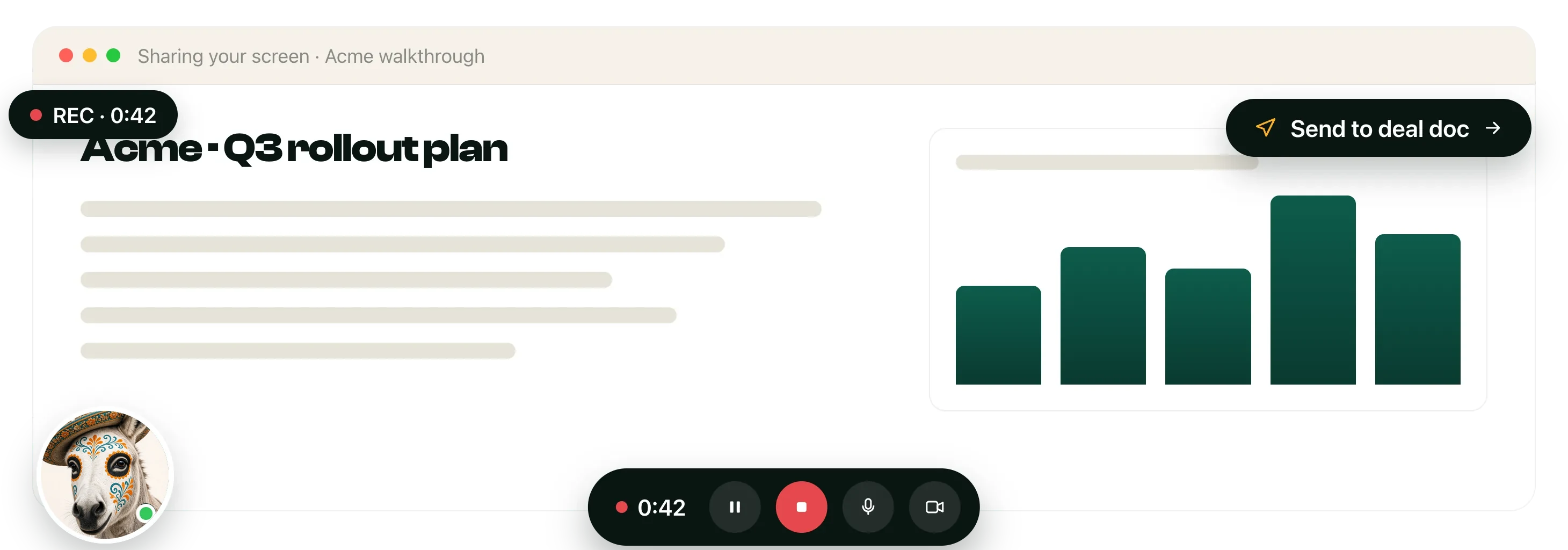 A recorded video answer sent instead of booking a meeting